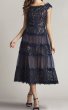 画像1: 限定セール！【日比麻音子さん着用】Tadashi Shoji  タダシショージ  　ZAIRA TIERED TULLE DRESS　ネイビー (1)