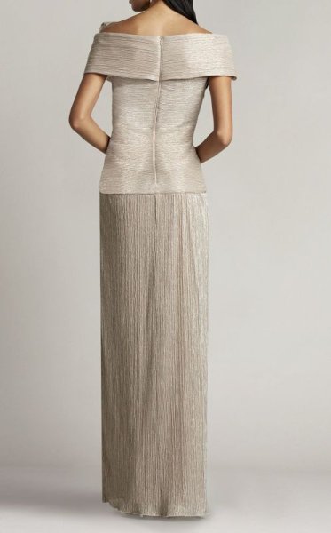 画像3: 限定セール!【桜井日奈子さん着用】Tadashi Shoji タダシショージ  NADINE DRAPED BOW GOWN  ベージュ系  01112 (3)