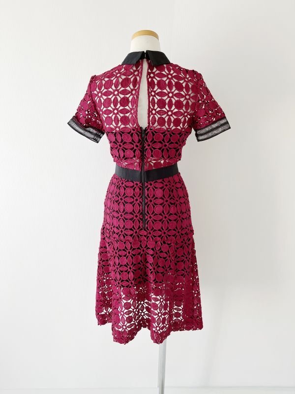 画像6: 再入荷！即発【ドラマ、伊藤美来さんに衣装協力】Self Portrait　　 Guipure-Lace Dress　Burgundy  12311 (6)