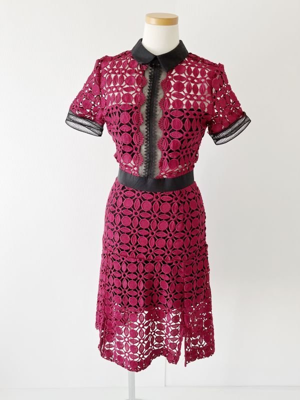 画像3: 再入荷！即発【ドラマ、伊藤美来さんに衣装協力】Self Portrait　　 Guipure-Lace Dress　Burgundy  12311 (3)