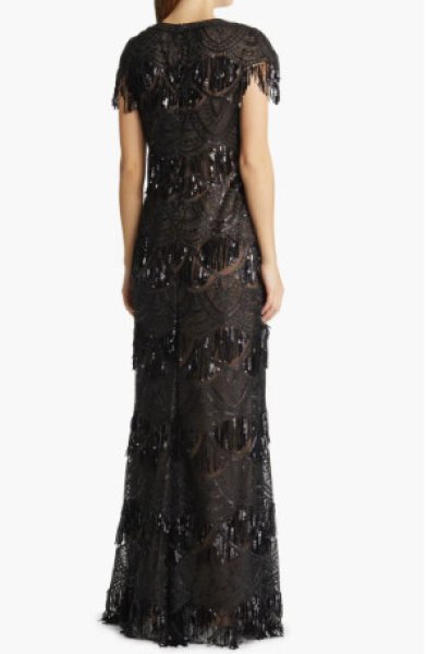 画像3: セール!Tadashi Shoji タダシショージ    LORENE スパンコールフリンジロングドレス ブラック (3)