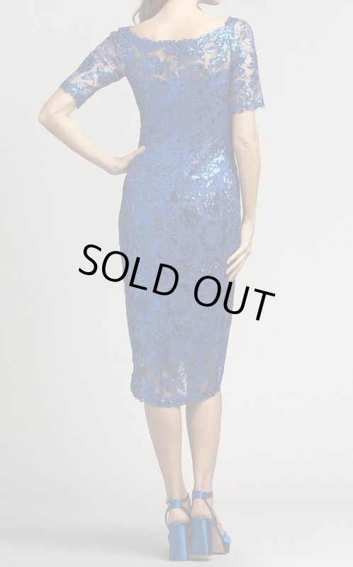 画像2: セール！Tadashi Shoji タダシショージ    AGA EMBROIDERED MIDI DRESS　ブルー (2)