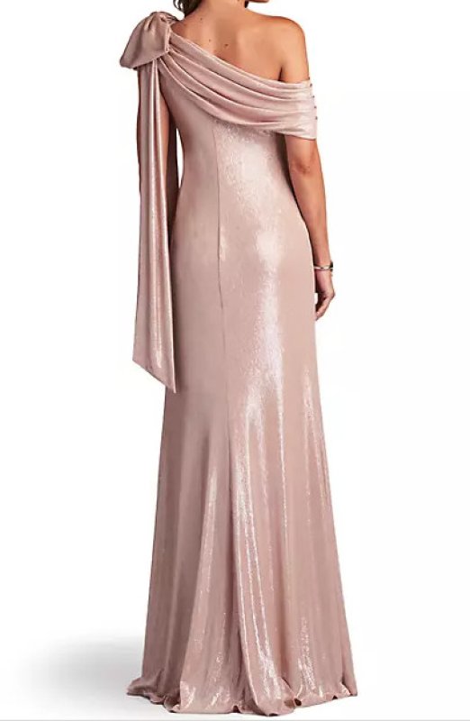 画像2: Tadashi Shoji タダシショージ  VALIA リボンショルダー Gown  ピンク系 (2)