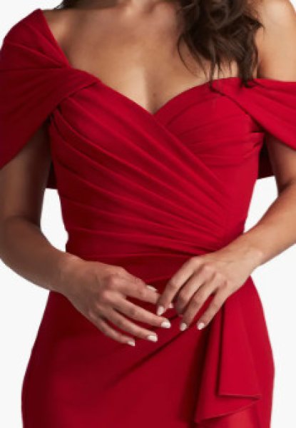 画像3: 【宇垣美里さん着用】Tadashi Shoji タダシショージ   DREA WATERFALL FLOUNCE GOWN  レッド (3)