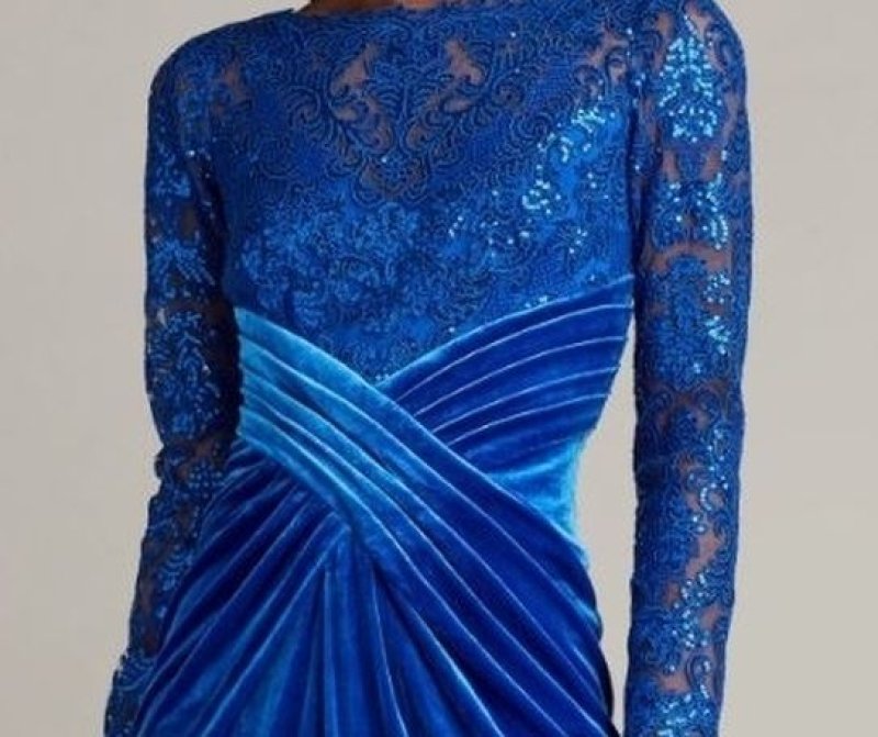 画像3: 再販売セール！Tadashi Shoji タダシショージ  　ROMY ベルベット Gown 　ブルー系   (3)