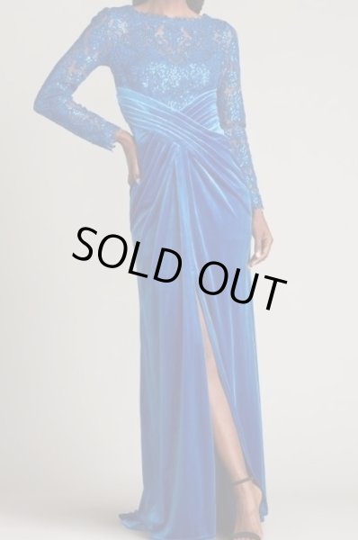 画像1: Tadashi Shoji タダシショージ   ROMY ベルベット Gown  ブルー系   (1)