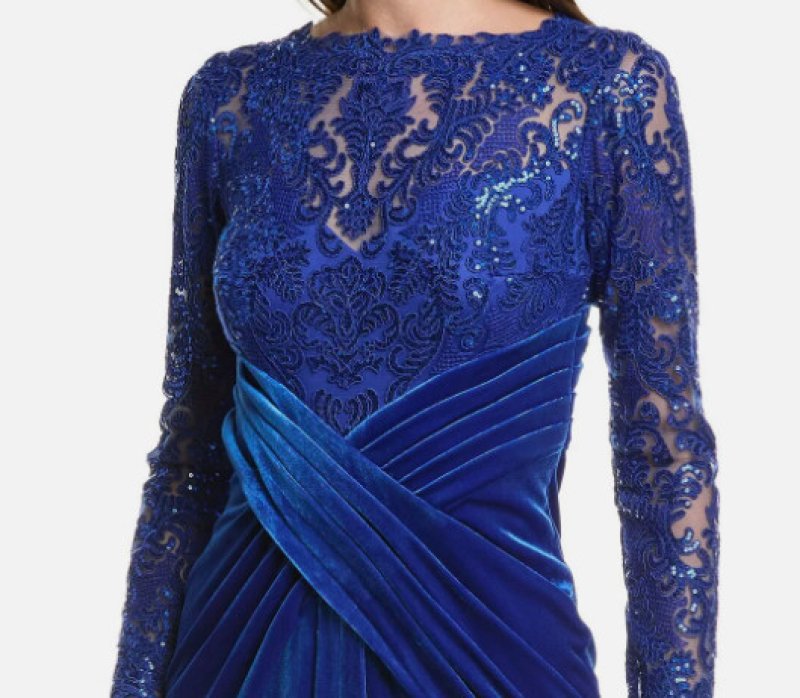 画像5: 再販売セール！Tadashi Shoji タダシショージ  　ROMY ベルベット Gown 　ブルー系   (5)