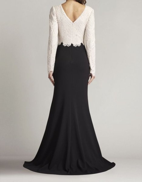 画像3: Tadashi Shoji  タダシショージ BADEN TWO-TONE EMBROIDERED TULLE GOWN ブラック・アイボリー (3)