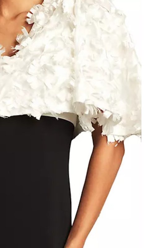 画像2: 再販売セール！Tadashi Shoji  タダシショージ    ELYZA SATIN FLOWER OVERLAY GOWN　ブラック、ホワイト  10021 (2)