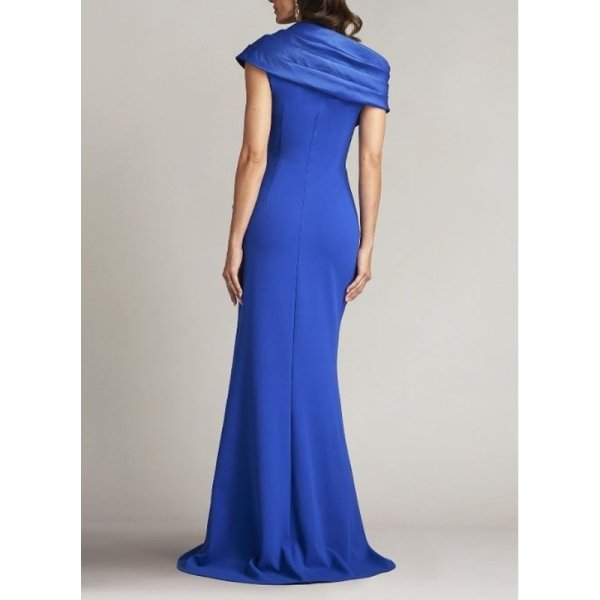画像2: Tadashi Shoji タダシショージ   DUKE ASYMMETRIC DRAPED FLOUNCE GOWN  ブルー (2)