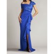 画像1: Tadashi Shoji タダシショージ   DUKE ASYMMETRIC DRAPED FLOUNCE GOWN　　ブルー (1)