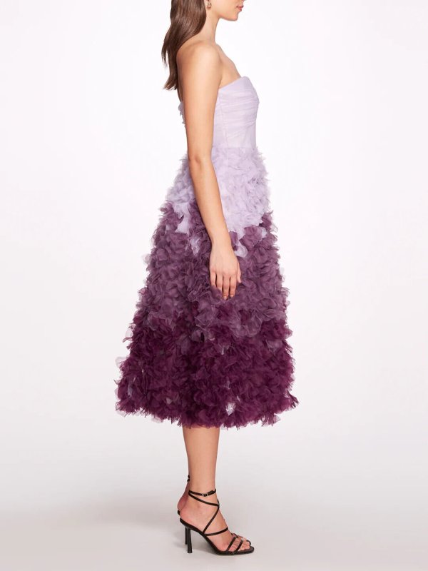 画像2: 【NiziU、アヤカさん着用】 Marchesa Notte マルケッサノッテ　グラデーションチュールドレス　パープル  12501 (2)