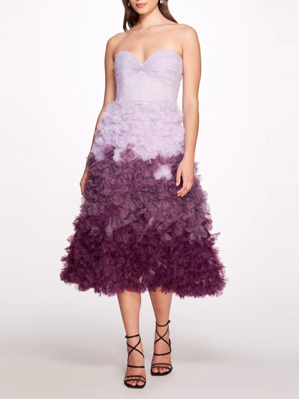 画像1: 【NiziU、アヤカさん着用】 Marchesa Notte マルケッサノッテ　グラデーションチュールドレス　パープル  12501 (1)