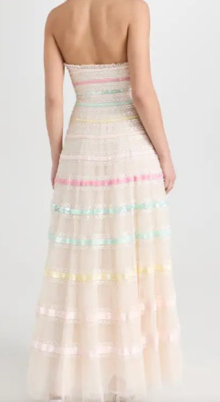 画像3: セール！Needle & Thread ニードル&スレッド　レインボーストラップレスガウン　クリーム (3)