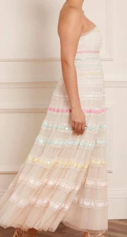 画像2: セール！Needle & Thread ニードル&スレッド　レインボーストラップレスガウン　クリーム (2)