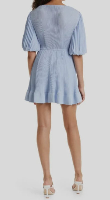 画像2: セール！Milly ミリー　 Elle V-Neck Pleated Dress ブルー系 06304 (2)