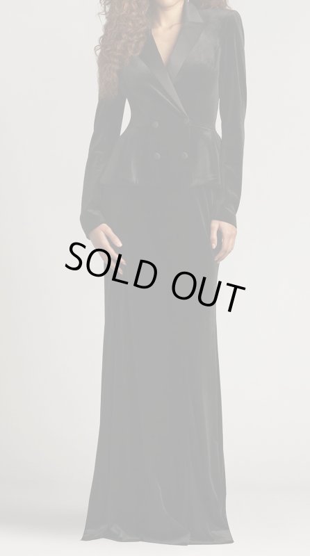 画像3: セール、即発！【山本舞香さん、大友花恋さん、愛希れいかさん着用】Tadashi Shoji  タダシショージ 　GILLES VELVET PEPLUM TUXEDO GOWN　ブラック  31102 (3)