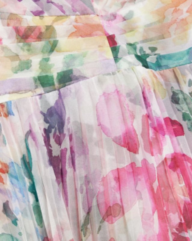 画像2:  セール！Marchesa Notte マルケッサノッテ　オフショルダー花柄プリーツドレス  05032 (2)