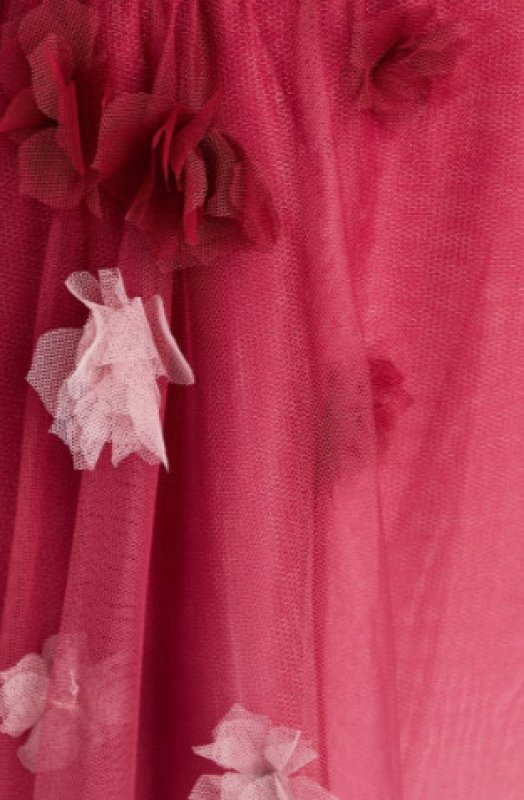 画像2: セール！Marchesa Notte マルケッサノッテ　オフショルダーアップリケチュールドレス　フューシャ  06261 (2)