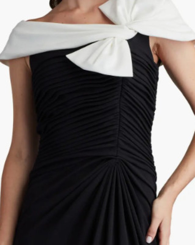 画像3: 限定セール！Tadashi Shoji  タダシショージ   　DARINA  リボンドレス　ブラック、アイボリー  06251 (3)