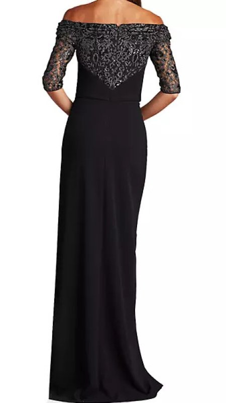 画像3:  Tadashi Shoji  タダシショージ　QUINN オフショルダー GOWN ブラック (3)