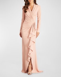 TADASHI SHOJI タダシ ショウジ フラウンスドレス Markum Markum Long-Sleeve Flounce Dress | Tadashi Shoji