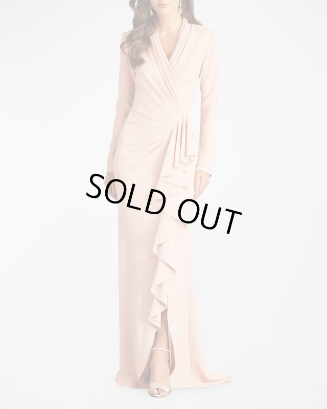 画像1: Tadashi Shoji タダシショージ   MARKUM LONG-SLEEVE FLOUNCE GOWN  　ピンク系  11302 (1)