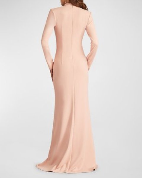 画像2: Tadashi Shoji タダシショージ   MARKUM LONG-SLEEVE FLOUNCE GOWN   ピンク系  11302 (2)