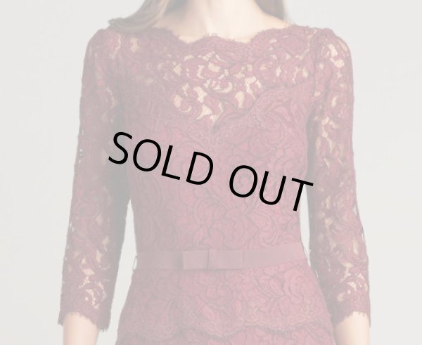 画像2: 限定セール!Tadashi Shoji タダシショージ  AMBERLY  belted Lace Combo Gown  AUBURN (2)