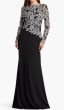 画像1:  Tadashi Shoji  タダシショージ　BREECE EMBROIDERED TULLE CONTRAST GOWN ブラック (1)