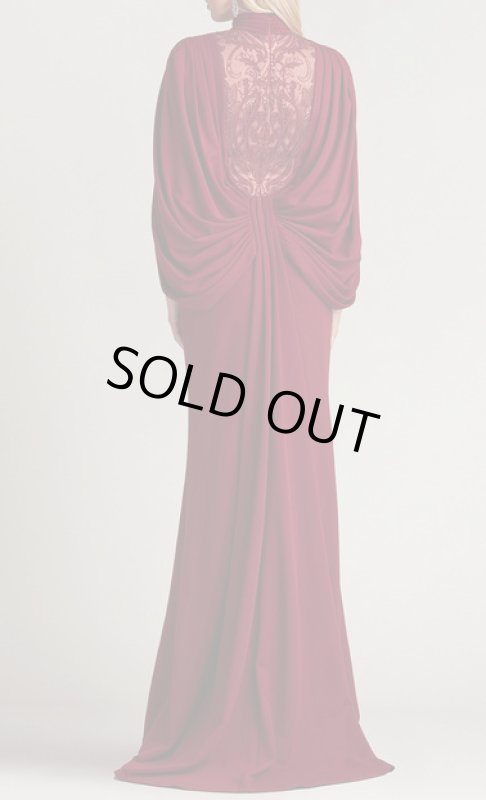 画像3: セール！Tadashi Shoji タダシショージ   EMMELINE ドレープケープスリーブドレス  レッド系   (3)