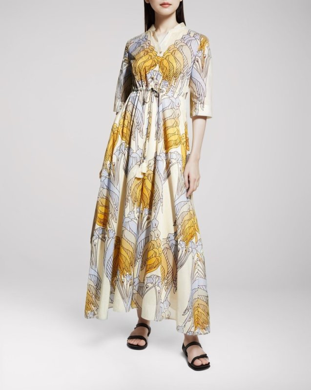 画像1: セール！超レア【広瀬アリス、柴咲コウ、石川佳純さん着用】Tory Burch トリーバーチ　 bird print maxi dress  22701 (1)