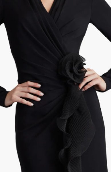画像4: セール!Tadashi Shoji タダシショージ   MALONE CASCADING RUFFLE GOWN  ブラック (4)