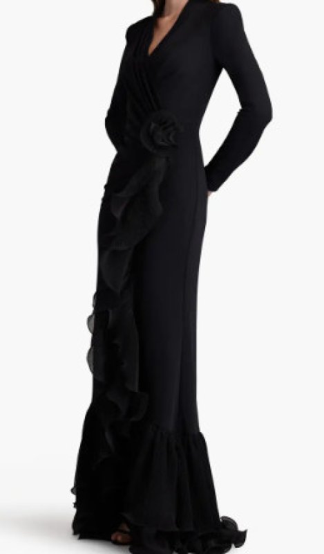 画像3: セール！Tadashi Shoji タダシショージ   MALONE CASCADING RUFFLE GOWN 　ブラック (3)