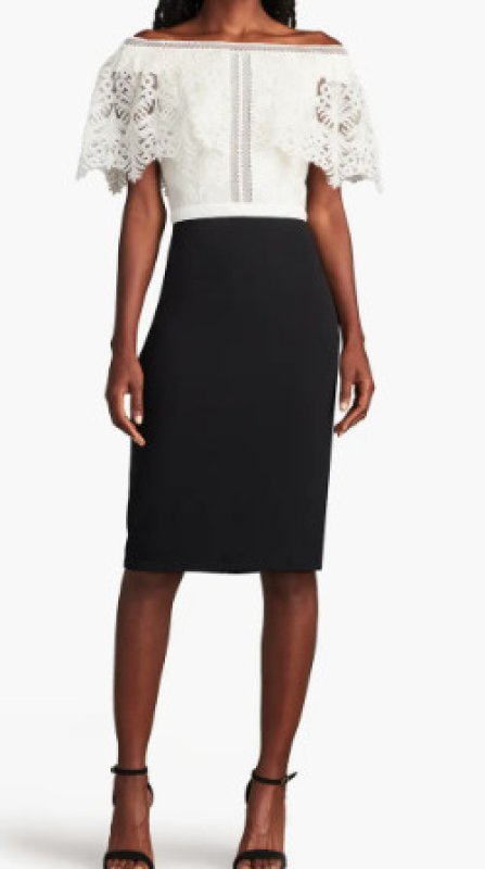 画像1: セール！Tadashi Shoji タダシショージ  ANDERS OVERLAY DRESS　ブラック、ホワイト (1)