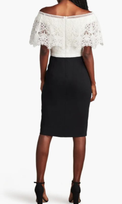 画像2: セール！Tadashi Shoji タダシショージ  ANDERS OVERLAY DRESS　ブラック、ホワイト (2)