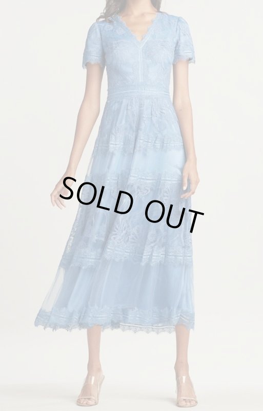 画像1: Tadashi Shoji タダシショージ    AMARA LACE DRESS　ブルー系 (1)