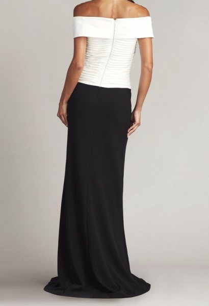 画像2: Tadashi Shoji  タダシショージ    DARINA DRAPED BOW GOWN ブラック、アイボリー (2)