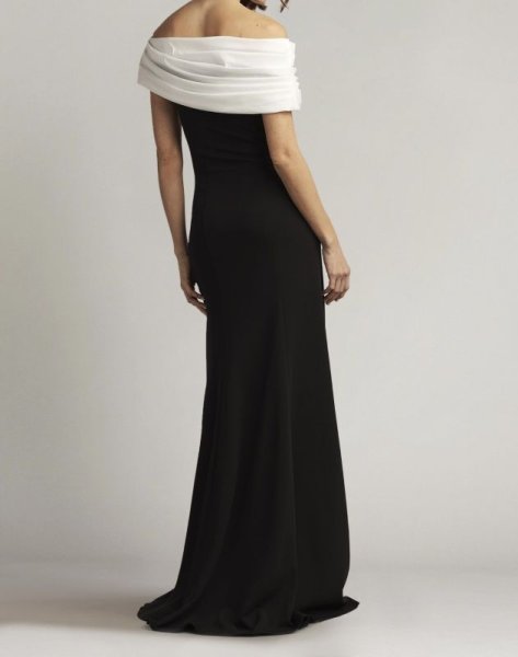 画像2: Tadashi Shoji タダシショージ  DALTON TWO-TONE OFF-SHOULDER GOWN  ブラック、ホワイト (2)