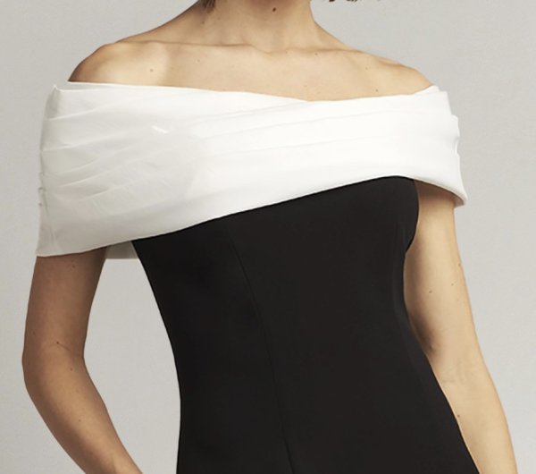 画像3: Tadashi Shoji タダシショージ  DALTON TWO-TONE OFF-SHOULDER GOWN  ブラック、ホワイト (3)