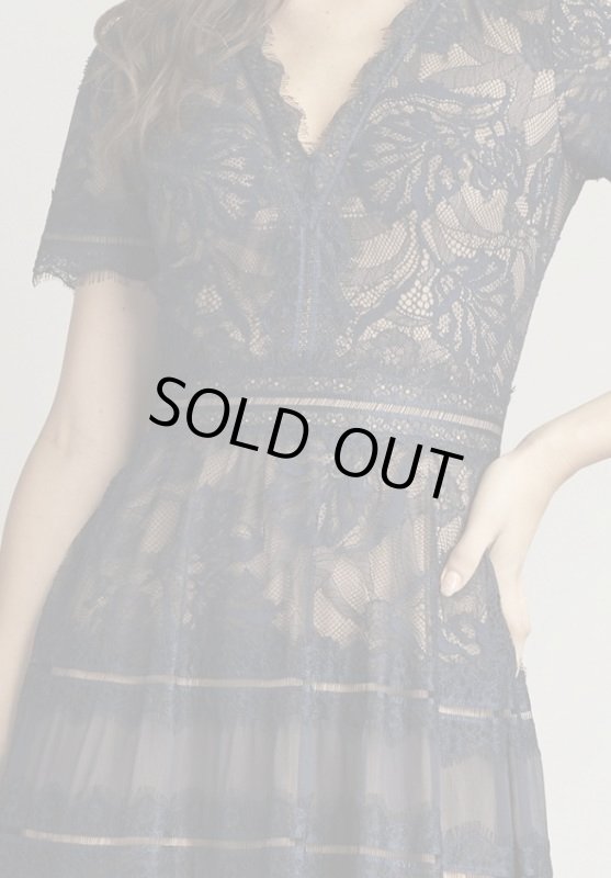 画像3: Tadashi Shoji タダシショージ  Beatrice  ILLUSION DRESS 　ネイビー  31301 (3)