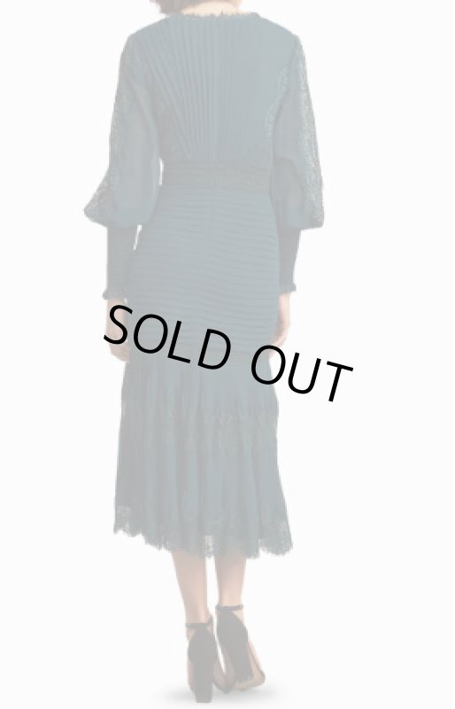 画像2: Tadashi Shoji タダシショージ  NYSSA  Pin-Tuck Long Sleeve Midi Dress　グリーン系 (2)