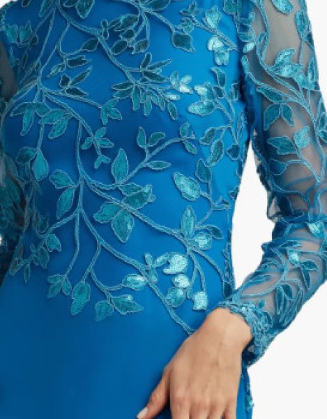 画像3:  Tadashi Shoji  タダシショージ BRADWELL EMBROIDERED CREPE GOWN ディープオーシャン ブルー系  05261 (3)