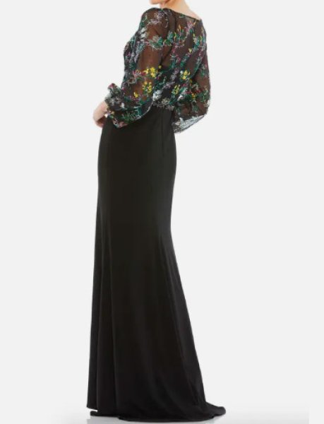 画像3: セール!Mac Duggal マックドゥガル EMBROIDERED ILLUSION PUFF SLEEVE COLUMN GOWN (3)