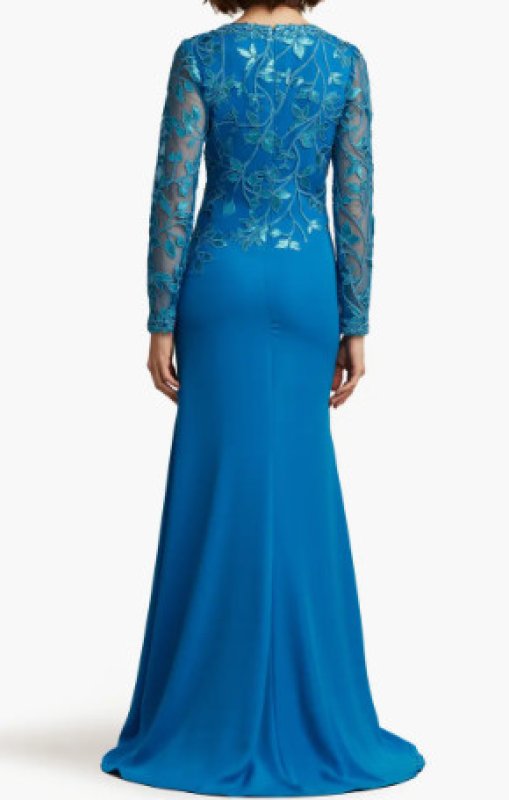 画像2:  Tadashi Shoji  タダシショージ　BRADWELL EMBROIDERED CREPE GOWN ディープオーシャン　ブルー系  05261 (2)