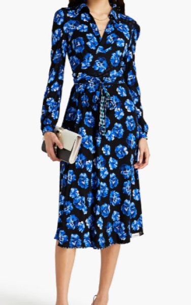 画像4: Diane von Furstenberg  ダイアンフォンファステンバーグ Phoenix リバーシブルラップドレス ブラック、ブルー系 (4)