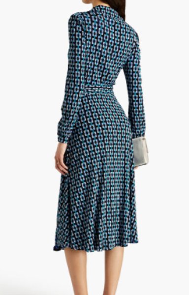 画像2: Diane von Furstenberg  ダイアンフォンファステンバーグ Phoenix リバーシブルラップドレス ブラック、ブルー系 (2)