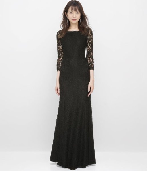 画像1: 再販売！【キャサリン妃ご愛用】Diane von Furstenberg　　Zarita Lace Gown ブラック (1)