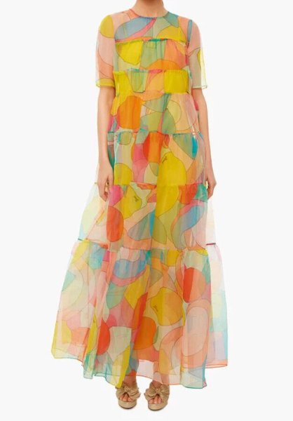 画像2: STAUD スタウド Hyacinth tiered maxi dress Citrus Kaleidescope  40401 (2)