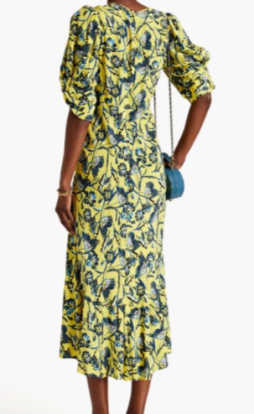 画像2: Diane von Furstenberg  ダイアンフォンファステンバーグ Tati 花柄ミディドレス  Butterfly Floral Sig Yel  05252 (2)